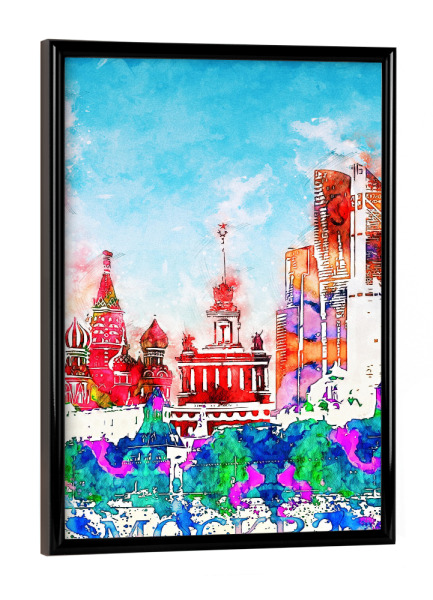 Poster mit schwarzem Rahmen "Moskau Collage in bunt" artboxONE - Städte,Architektur
