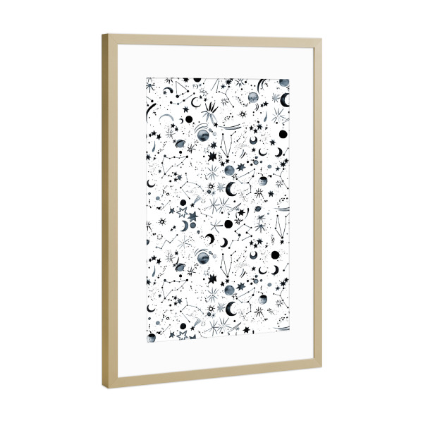 Poster mit Rahmen Gold "Horoscope Space Planets Astrology" artboxONE - Abstrakt,Fashion,Galaxy