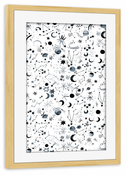 Poster mit Rahmen kiefer "Horoscope Space Planets Astrology" artboxONE - Abstrakt,Fashion,Galaxy