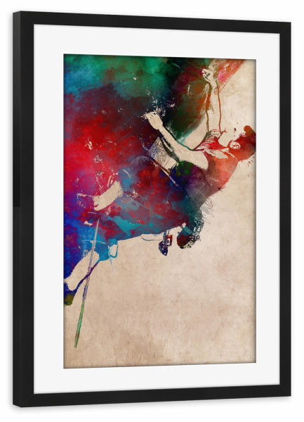 Poster mit Rahmen schwarz "Alpinist sport art" artboxONE - Sport,Sport / Motivation