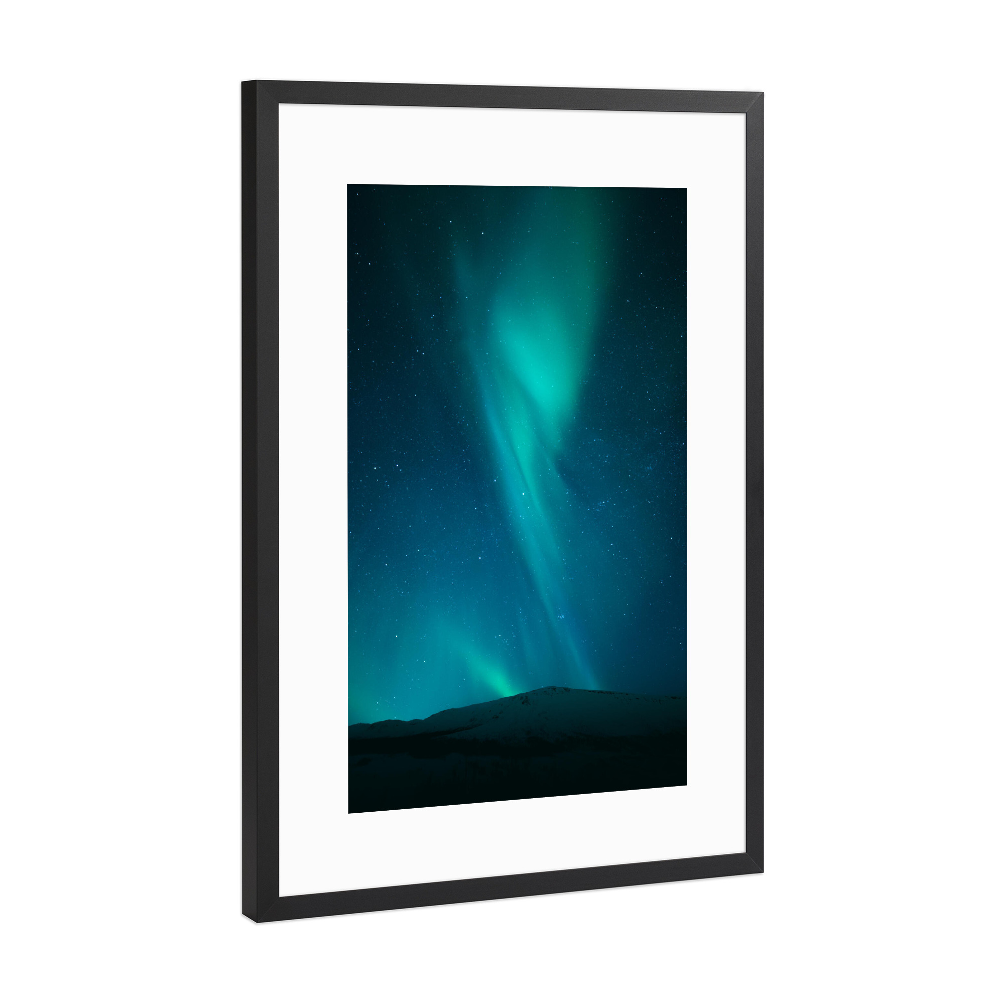 Poster mit Rahmen Schwarz (Metallic) "Arktische Nacht" artboxONE - Natur