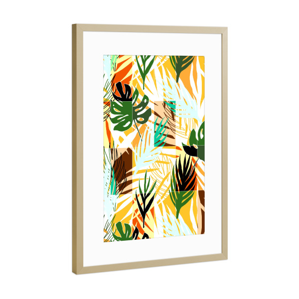Poster mit Rahmen Gold "Tropical Tiles" artboxONE - Natur,Abstrakt