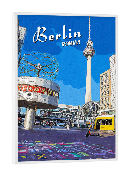 Poster mit weißem Rahmen "Berlin Vintage Alexanderplatz" artboxONE - Städte,Städte / Berlin,Architektur