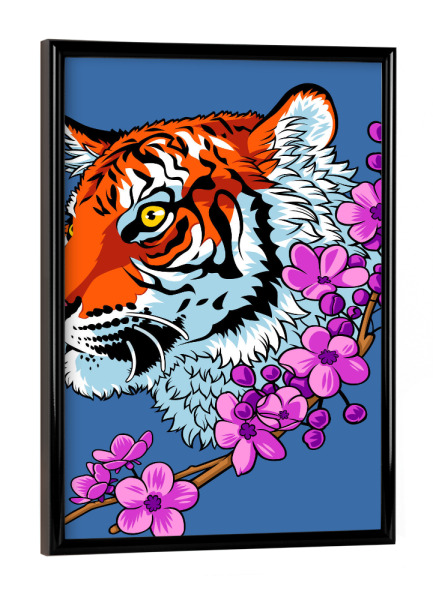 Poster mit schwarzem Rahmen "Tattoo Tiger Flower" artboxONE - Floral,Tiere,Comic