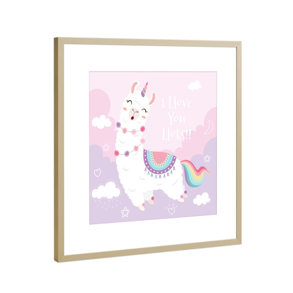 Poster mit Rahmen Gold "I llove you llots" artboxONE - Für Kinder,Tiere,Liebe,Lustig