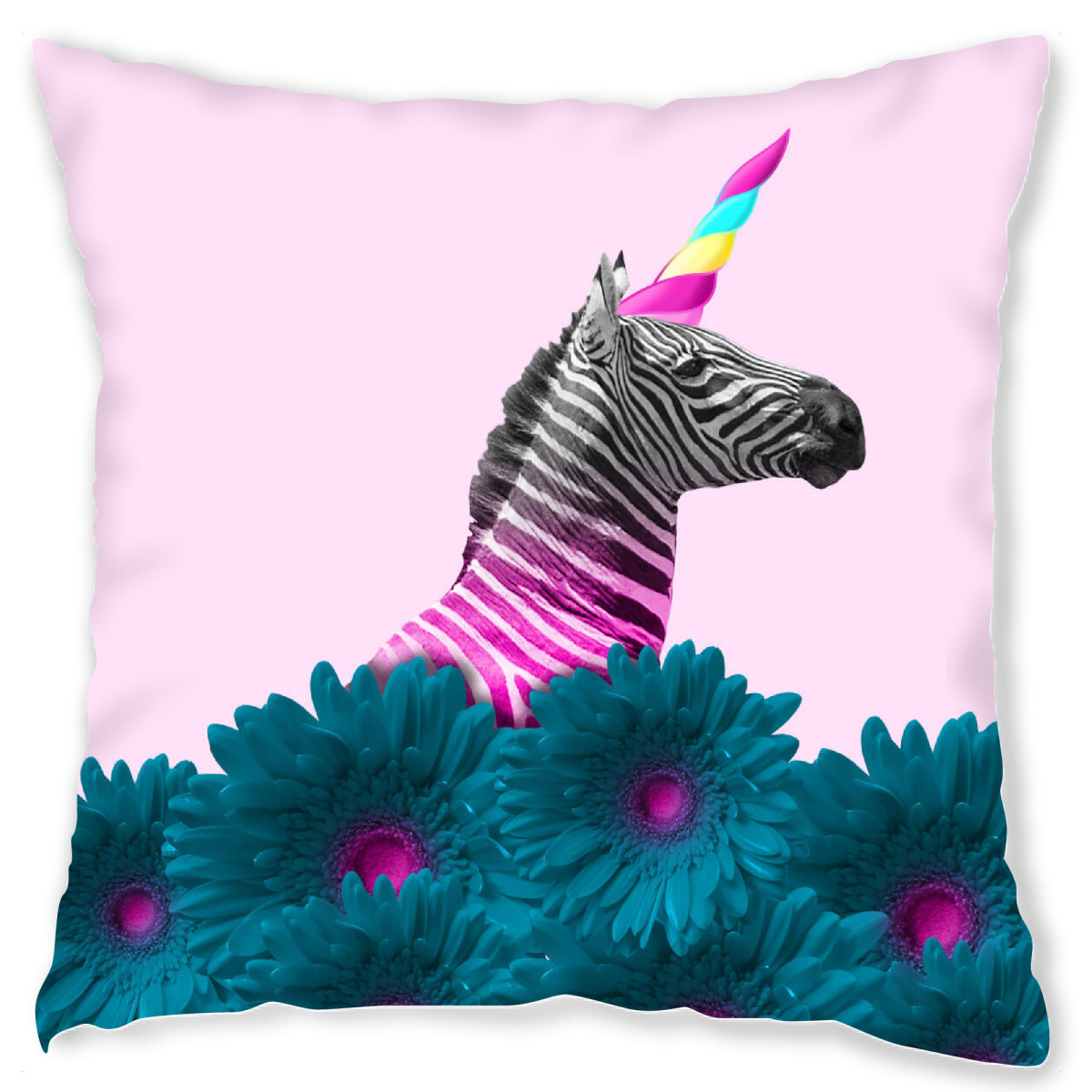 Design-Kissen "Colorful Zebra Unicorn" artboxONE - Fß¼r Kinder,Tiere,Abstrakt,Lustig