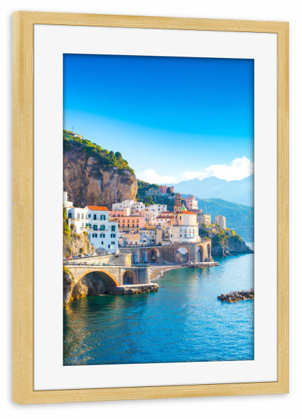 Poster mit Rahmen kiefer "Amalfi Küste" artboxONE - Städte,Natur,Reise,Architektur,Reise / Strand und Meer