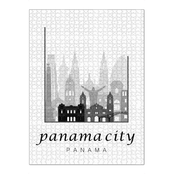 Puzzle Ravensburger "Panama City skyline black white" artboxONE - Städte,Reise,Architektur,Kartografie