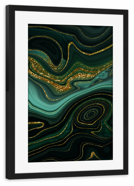 Poster mit Rahmen schwarz "Glamour Malachite Marble" artboxONE - Abstrakt,Marmor