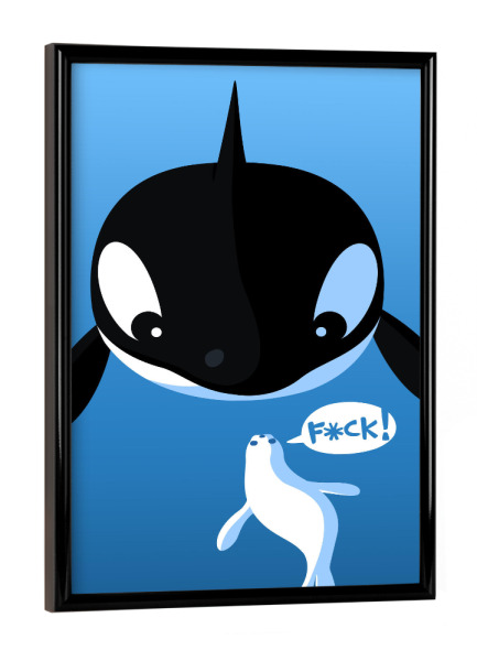 Poster mit schwarzem Rahmen "Killer whale and seal" artboxONE - Tiere,Comic,Unterwasser