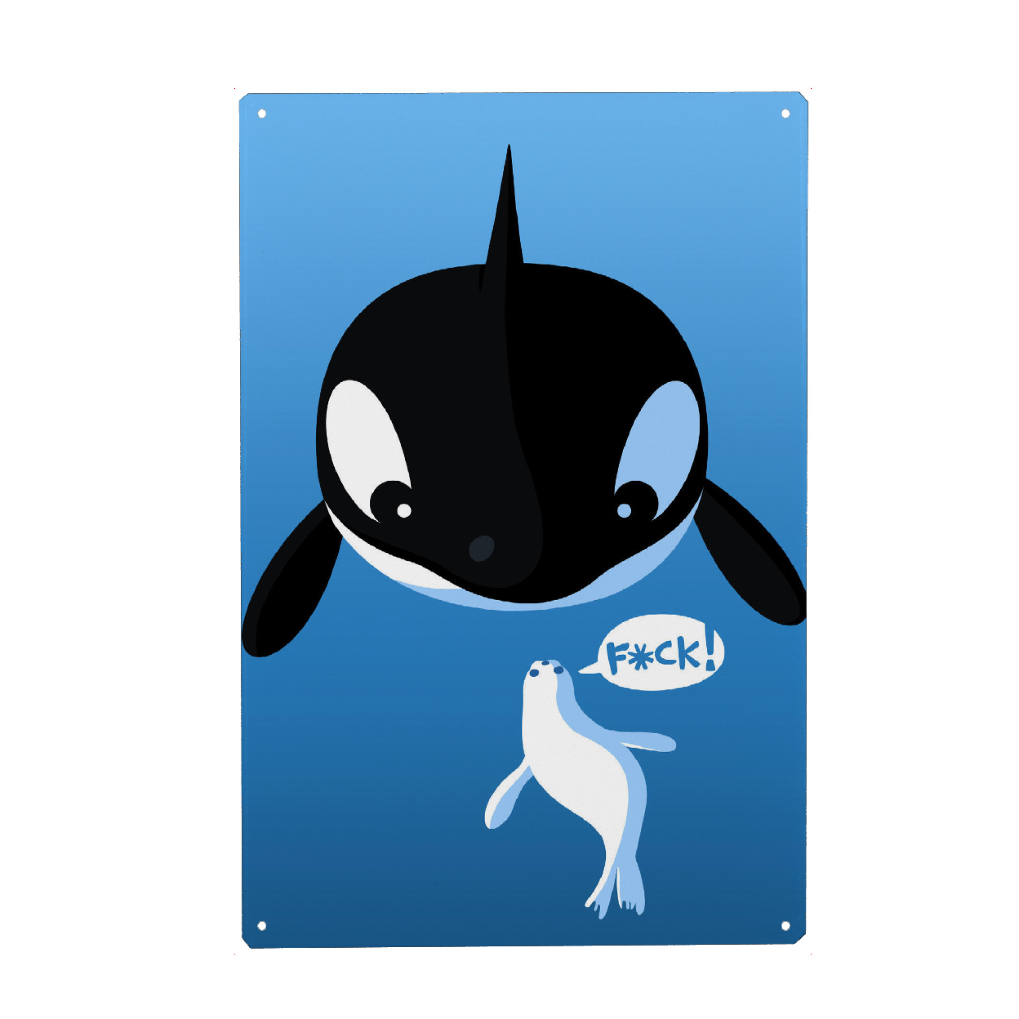 Metall Poster "Killer whale and seal" artboxONE - Tiere,Comic,Unterwasser