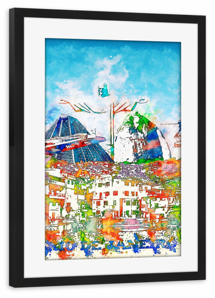 Poster mit Rahmen schwarz "Rio Collage in bunt" artboxONE - Städte,Architektur,Städte / Rio de Janeiro