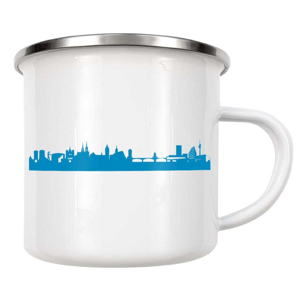 Emaille Tasse "BASEL 05 Skyline Print monochrome Teal" artboxONE - Städte,Abstrakt,Architektur,Städte / Weitere