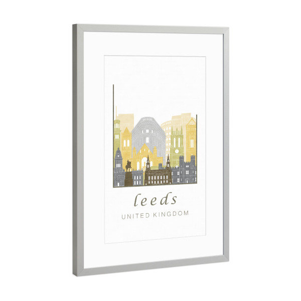Poster mit Rahmen Silber "Leeds skyline desert" artboxONE - Städte,Reise,Architektur,Kartografie