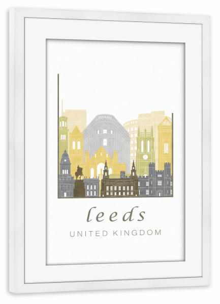Poster mit Rahmen weiß "Leeds skyline desert" artboxONE - Städte,Reise,Architektur,Kartografie
