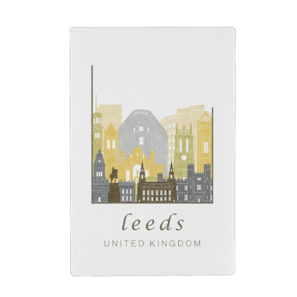 Holzbild "Leeds skyline desert" artboxONE - Städte,Reise,Architektur,Kartografie - Leeds,United kingdom,Uk,England,Skyline,Cityscape,Travel,City