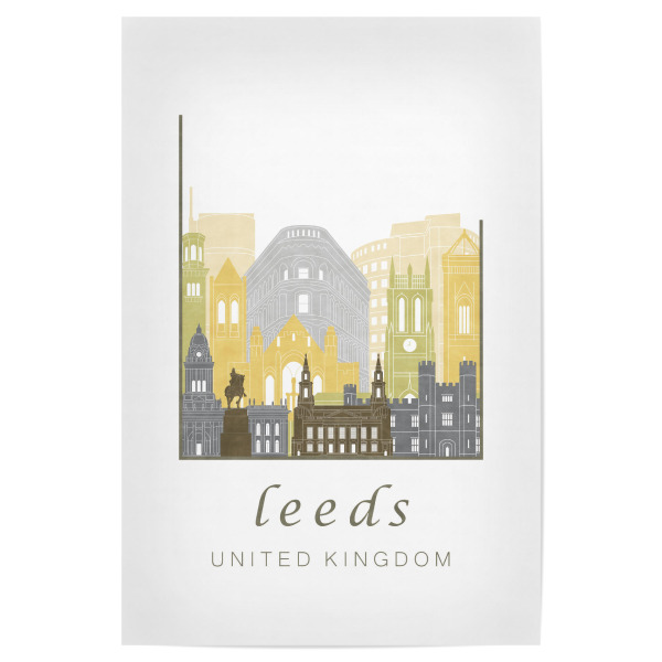 Poster "Leeds skyline desert" artboxONE - Städte,Reise,Architektur,Kartografie - Leeds,United kingdom,Uk,England,Skyline,Cityscape,Travel,City