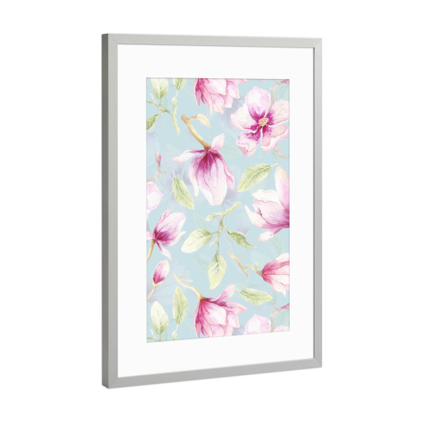 Poster mit Rahmen Silber "Blush Magnolias" artboxONE - Natur,Floral