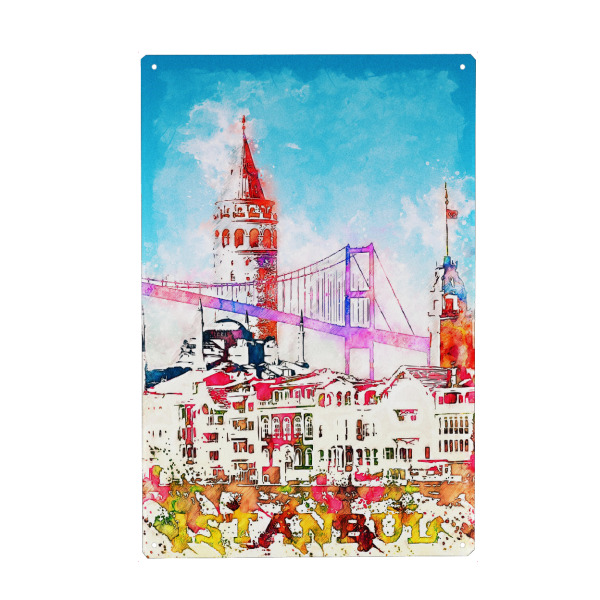 Metall Poster "Istanbul Collage in bunt" artboxONE - Reise,Architektur,Städte / Istanbul