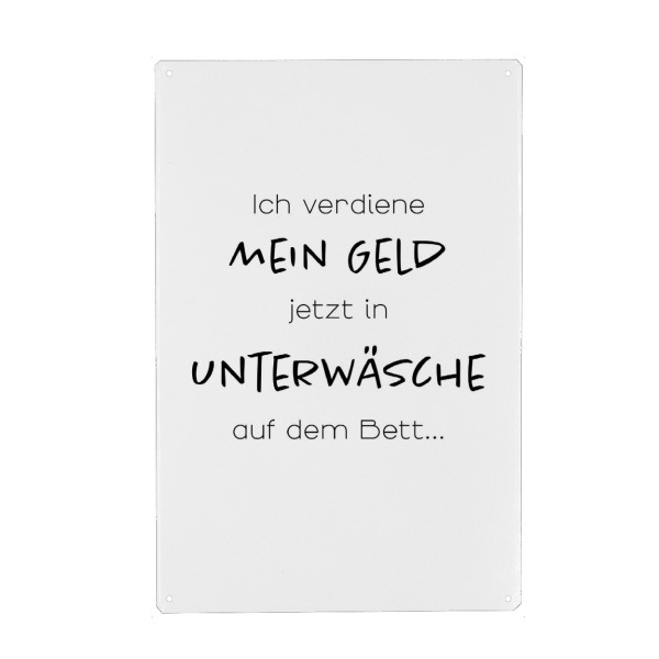 Holzbild "Geld verdienen in Unterwäsche" artboxONE - Typografie,Menschen,Lustig