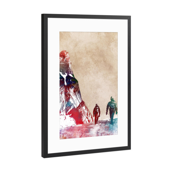 Poster mit Rahmen Schwarz (Metallic) "Mountain hike" artboxONE - Reise,Sport,Sport / Motivation