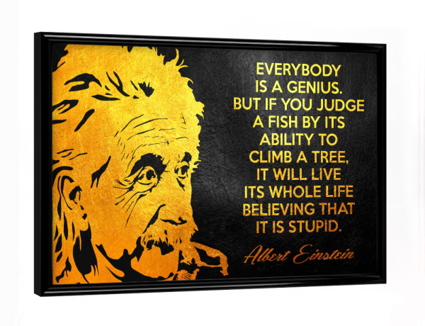 Poster mit schwarzem Rahmen "Albert Einstein Genius Quote" artboxONE - Typografie,Menschen