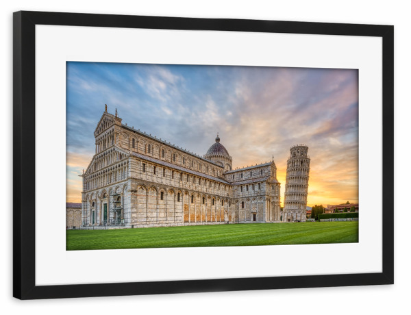 Poster mit Rahmen schwarz "Dom und Schiefer Turm von Pisa" artboxONE - Reise,Architektur,Reise / Länder