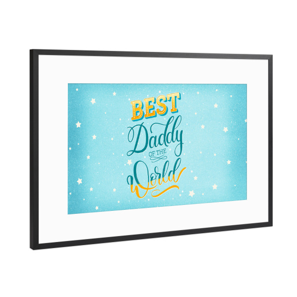 Poster mit Rahmen Schwarz (Metallic) "Best daddy" artboxONE - Typografie,Liebe,Für Papa