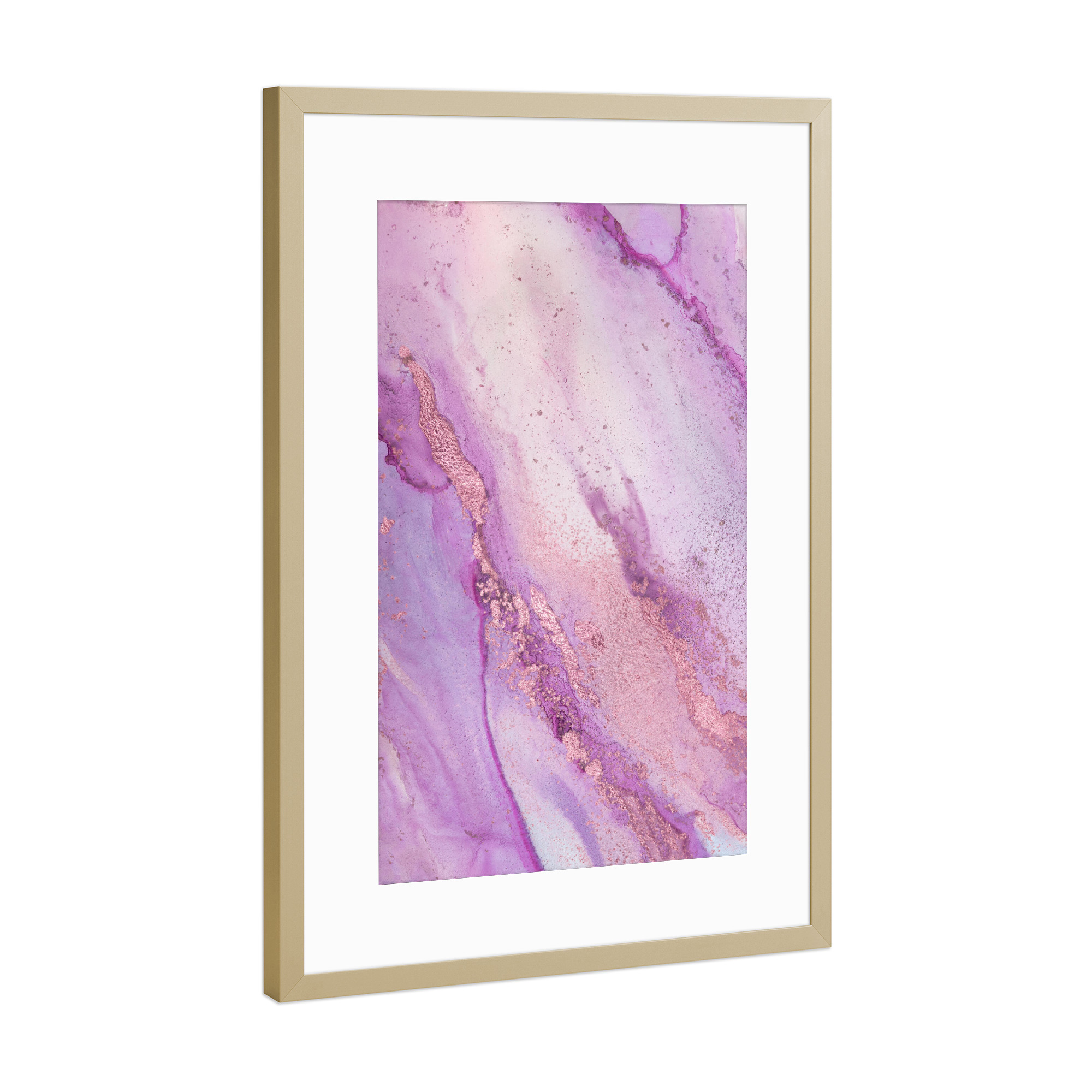 Poster mit Rahmen Gold "Alcohol Ink Pink Passion" artboxONE - Abstrakt