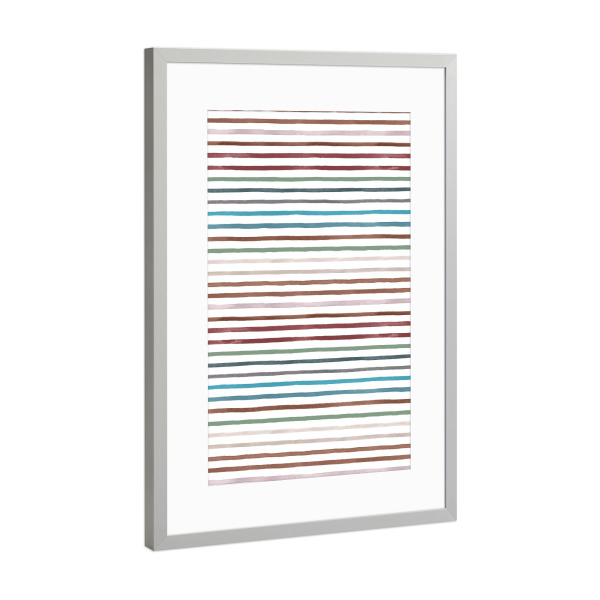 Poster mit Rahmen Silber "Marker Stripes Blue Red" artboxONE - Für Kinder,Abstrakt,Geometrie
