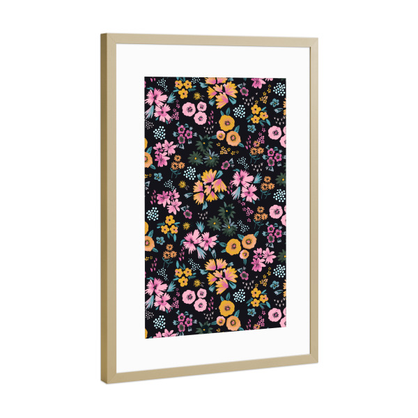 Poster mit Rahmen Gold "Little Cute Flowers Multi" artboxONE - Floral,Fashion,Für Mama