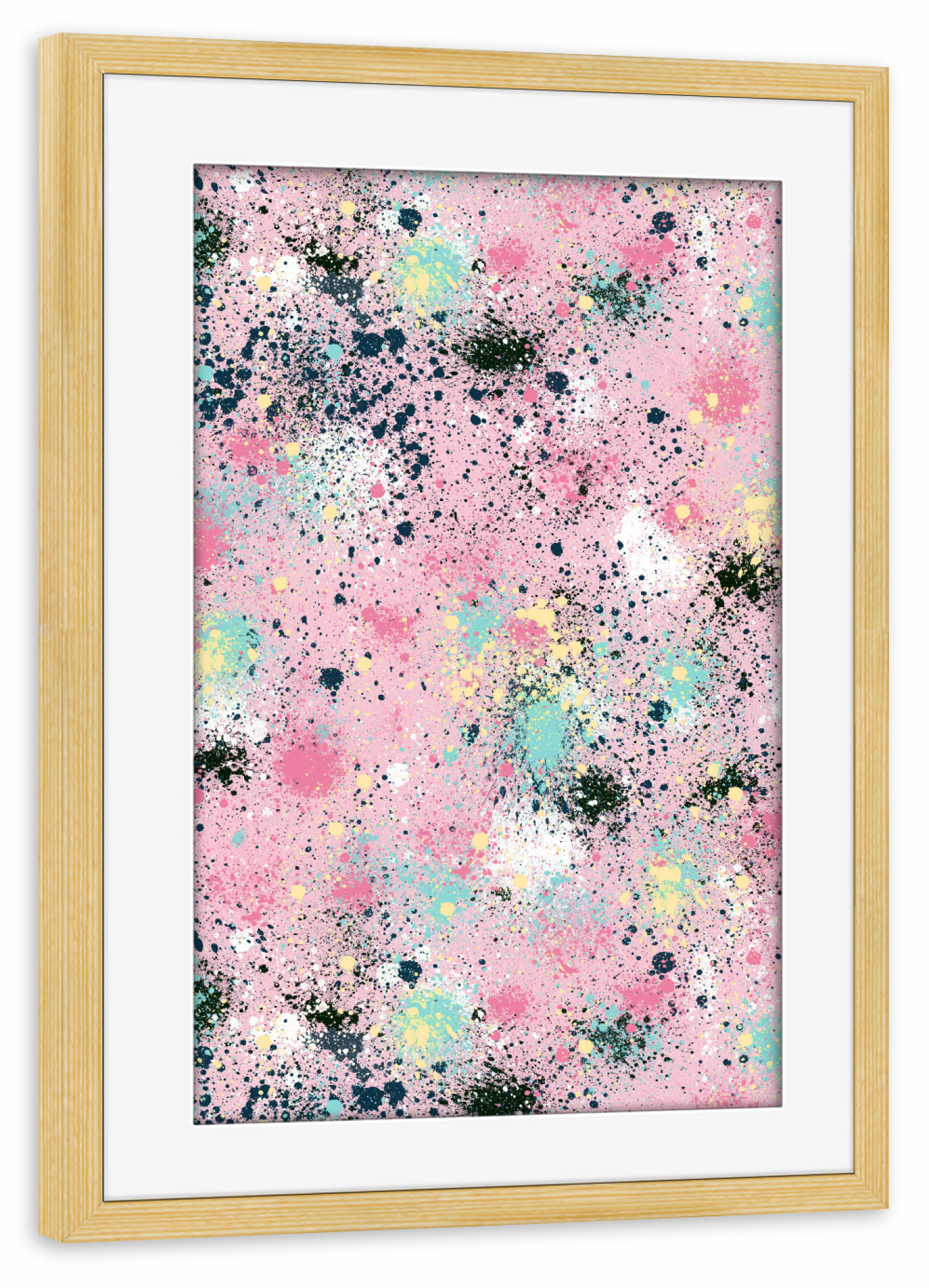 Poster mit Rahmen kiefer "Ink Dust Splatter Sweet Pink" artboxONE - Abstrakt,Marmor,Galaxy
