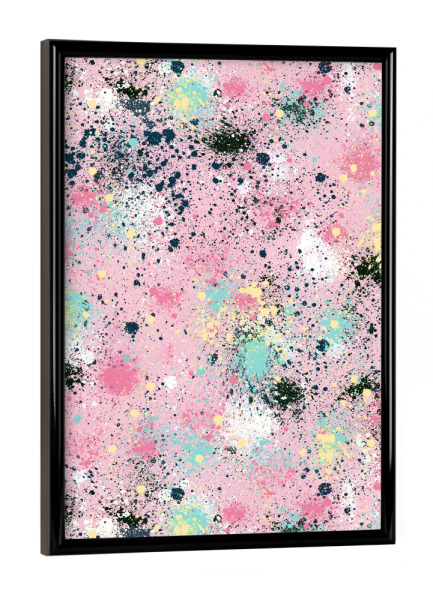 Poster mit schwarzem Rahmen "Ink Dust Splatter Sweet Pink" artboxONE - Abstrakt,Marmor,Galaxy