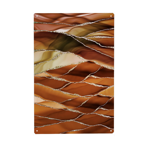 Metall Poster "Orange Gold Marbled Landscape" artboxONE - Abstrakt,Marmor