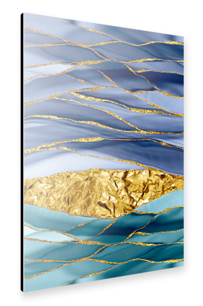 Alu-Dibond "Blue And Gold Marbled Landscape" 30x20 cm artboxONE