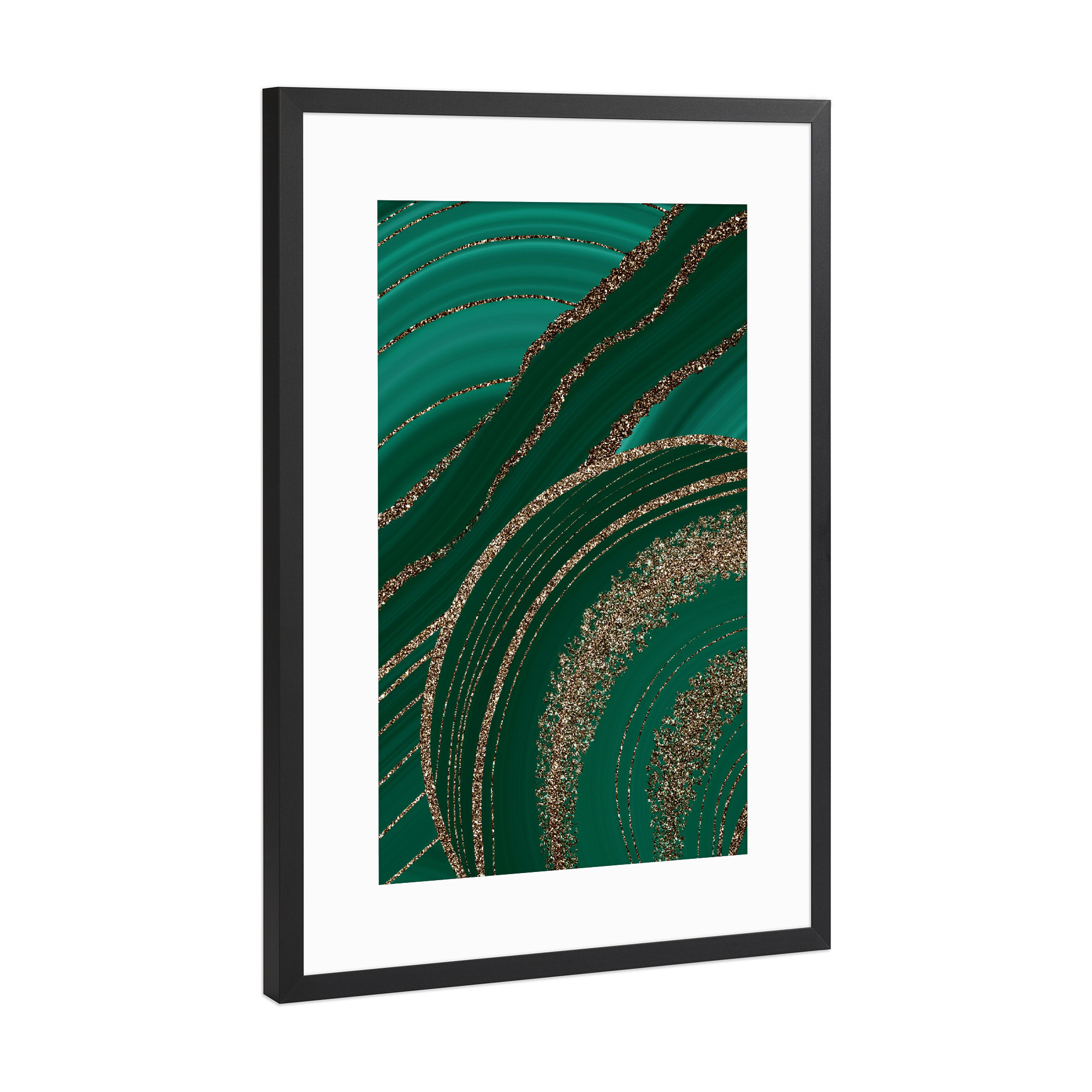 Poster mit Rahmen Schwarz (Metallic) "Green Glamour Malachite" artboxONE - Abstrakt,Marmor
