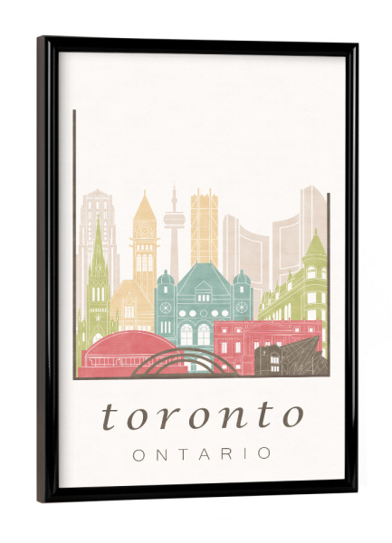 Poster mit schwarzem Rahmen "Toronto skyline pastel" artboxONE - Städte,Reise,Architektur,Kartografie