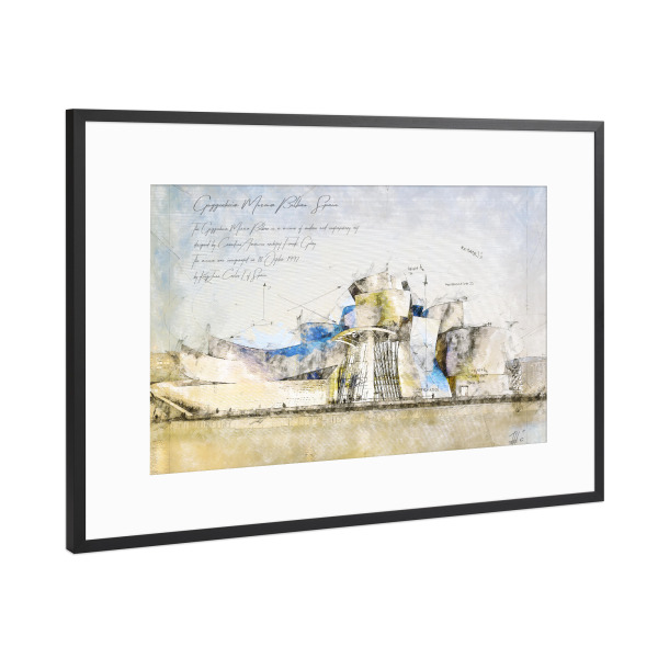 Poster mit Rahmen Schwarz (Metallic) "Guggenheim Museum, Bilbao" artboxONE - Architektur,Reise / Länder