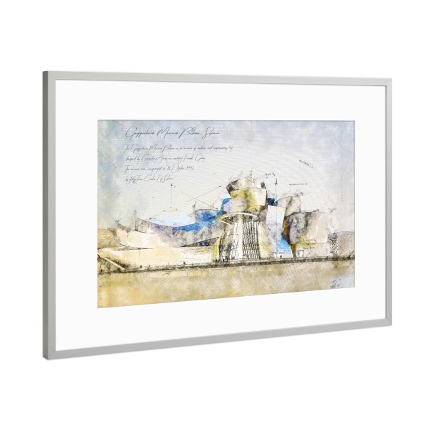 Poster mit Rahmen Silber "Guggenheim Museum, Bilbao" artboxONE - Architektur,Reise / Länder