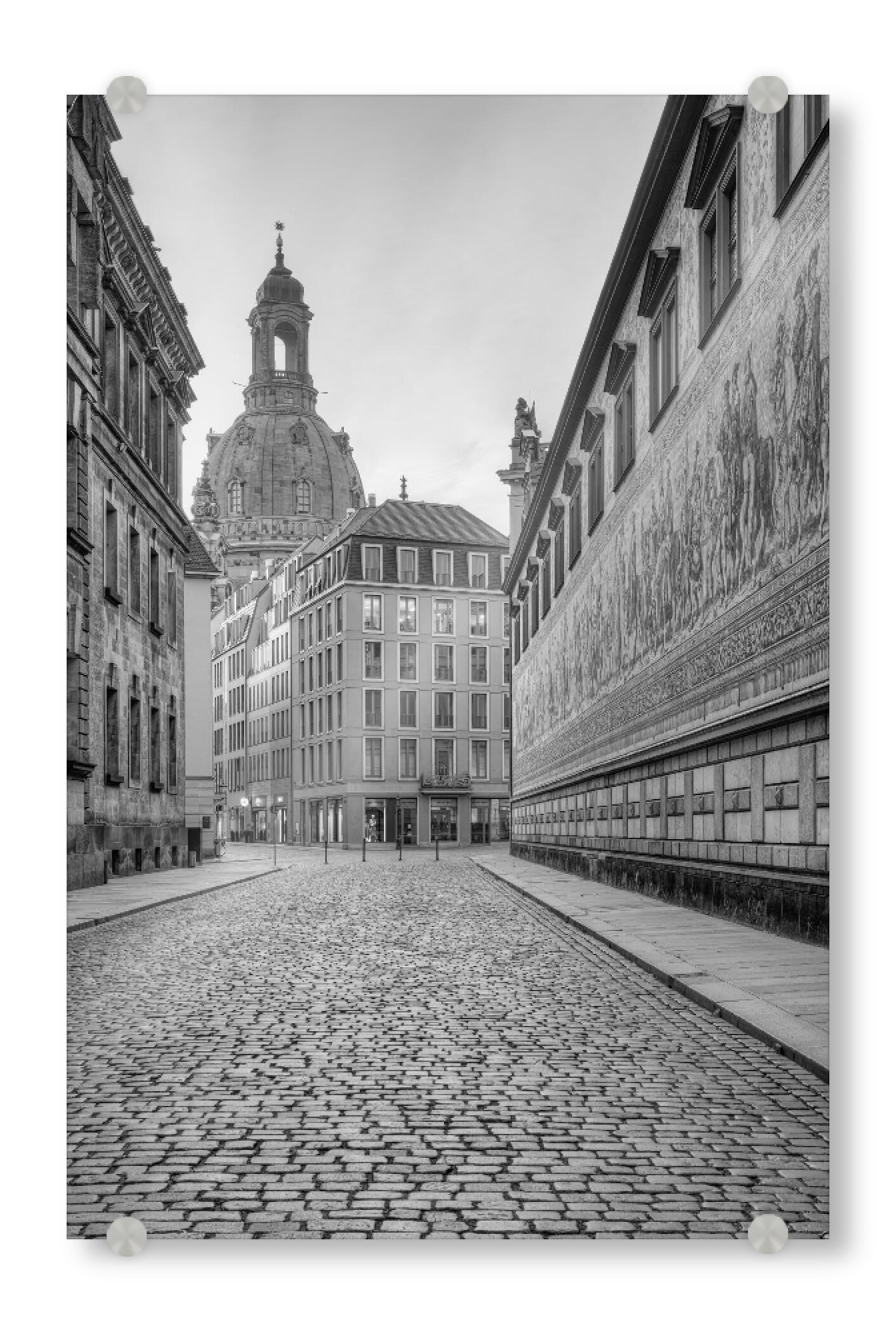 Acrylglasbild "Fürstenzug Dresden schwarz-weiß" artboxONE - Reise,Schwarzweiß,Architektur,Städte / Dresden