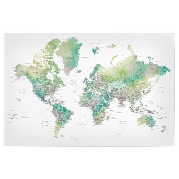 Poster 30x20 cm "Oriole detailed world map" artboxONE - Reise,Kartografie