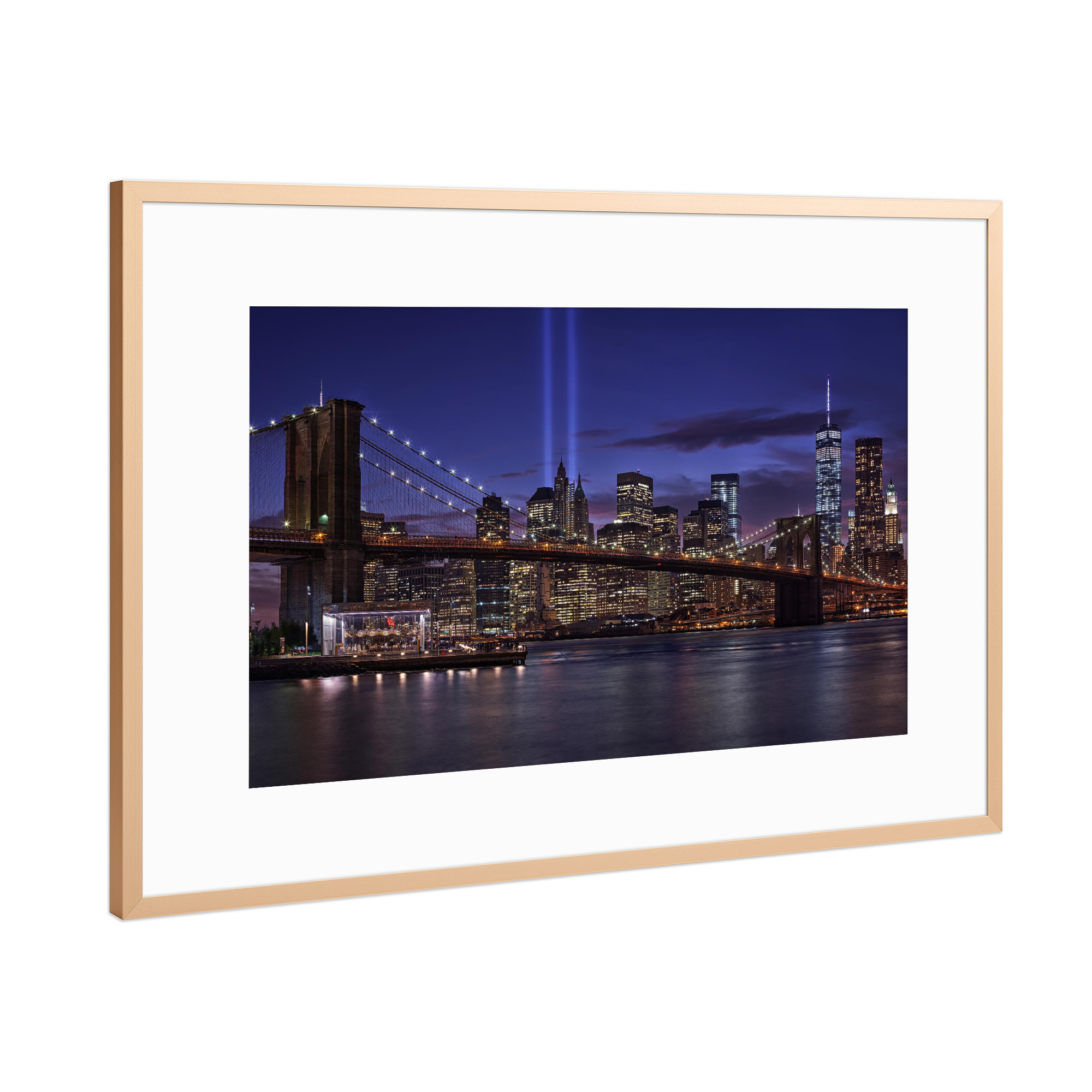 Poster mit Rahmen Kupfer "Manhattan at night" artboxONE - Städte / New York,Reise,Architektur,Reise / Länder