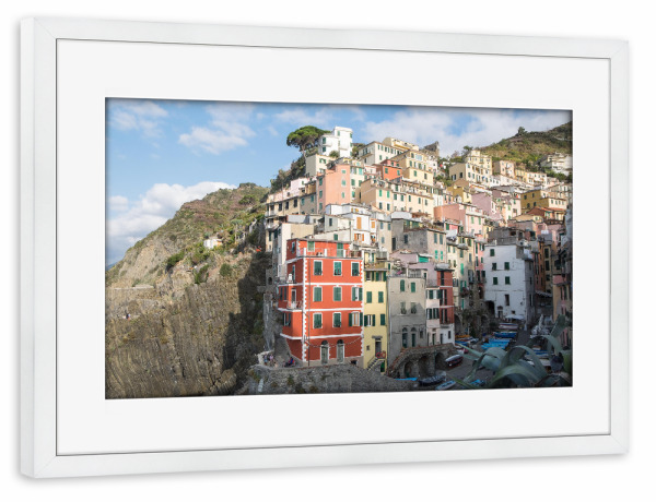 Poster mit Rahmen weiß "Riomaggiore - Cinque Terre" artboxONE - Städte,Architektur,Reise / Länder