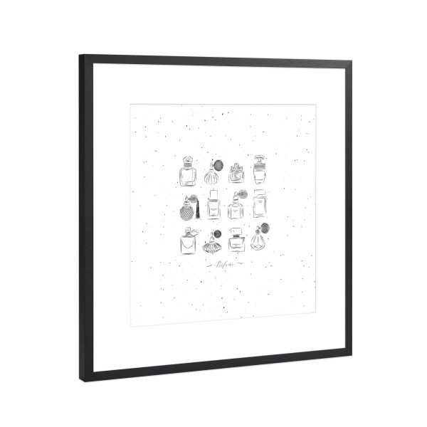 Poster mit Rahmen Schwarz (Metallic) "Perfume vintage bottles" artboxONE - Für Kinder,Fashion,Für Mama,Für Papa