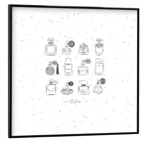 Poster mit schwarzem Rahmen 30x30 cm "Perfume vintage bottles" artboxONE - Für Kinder,Fashion,Für Mama,Für Papa