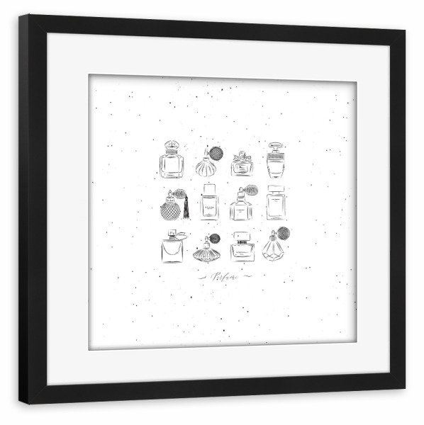 Poster mit Rahmen schwarz "Perfume vintage bottles" artboxONE - Für Kinder,Fashion,Für Mama,Für Papa