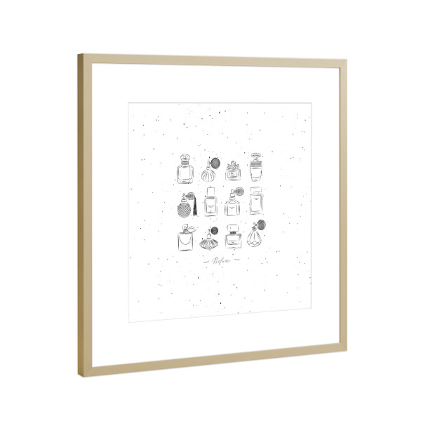 Poster mit Rahmen Gold "Perfume vintage bottles" artboxONE - Für Kinder,Fashion,Für Mama,Für Papa