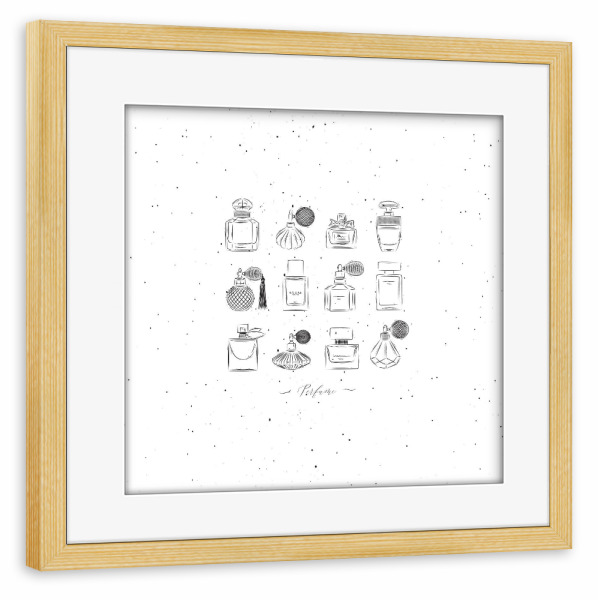 Poster mit Rahmen kiefer "Perfume vintage bottles" artboxONE - Für Kinder,Fashion,Für Mama,Für Papa