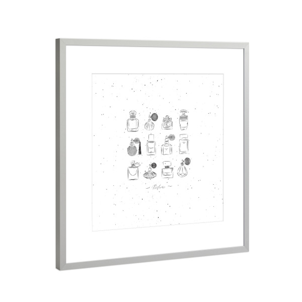 Poster mit Rahmen Silber "Perfume vintage bottles" artboxONE - Für Kinder,Fashion,Für Mama,Für Papa
