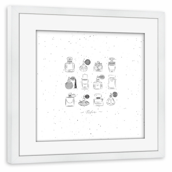 Poster mit Rahmen weiß "Perfume vintage bottles" artboxONE - Für Kinder,Fashion,Für Mama,Für Papa